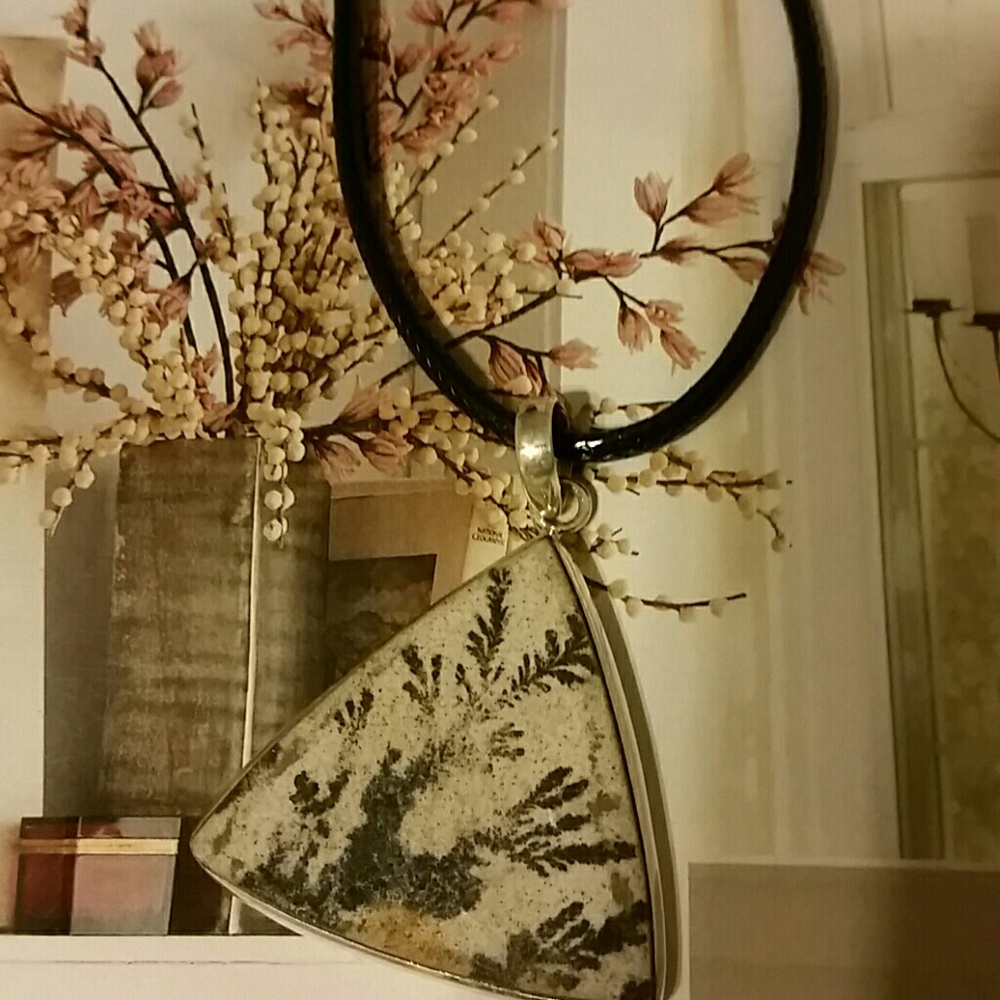 NEW Psilomelane Etched by nature necklace 925 sterling